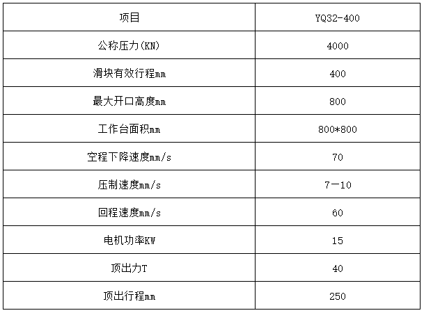 400噸四柱拉伸液壓機(jī)技術(shù)參數(shù) 400噸四柱拉伸液壓機(jī)技術(shù)參數(shù)